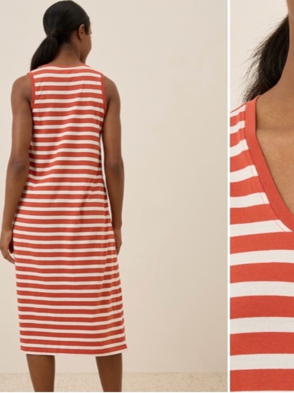 PACT SIZE XL ORGANIC COTTON SOFTSPUN MIDI TANK DRESS IN PALISADE STRIPE